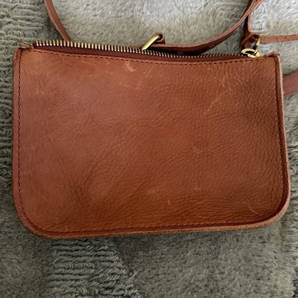 Madewell Simple Pouch Belt Bag English Saddle Brown Leather Waist Great Cond View 6